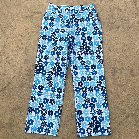 Another Girl Eco floral Cropped Hihh Rise Pants Women's Size 6 - Picture 2 of 10